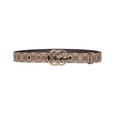 Pre-owned Gucci Gg Marmont Thin Belt 'beige' | Tan | Women's Size 75 In Brown