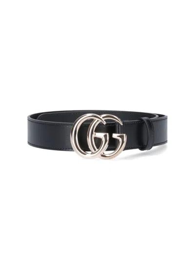 Gucci Gg Marmont Thin Belt In Black