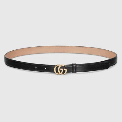 Gucci Gg Marmont Thin Belt In Black