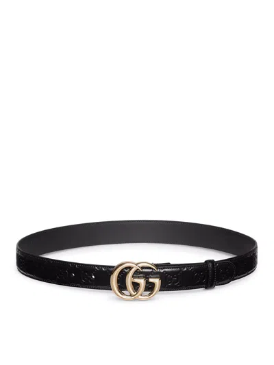 Gucci Gg Marmont Thin Belt In Black