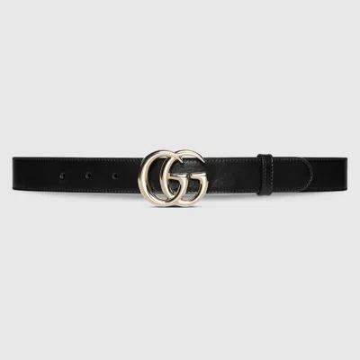 Gucci Gg Marmont Thin Belt In Black
