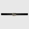 Gucci Gg Marmont Thin Belt In Black