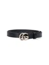 Gucci Polished Leather Belt With Iconic Double G Buckle In Black