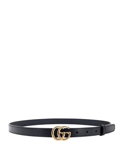 Gucci Gg Marmont Thin Belt In Black