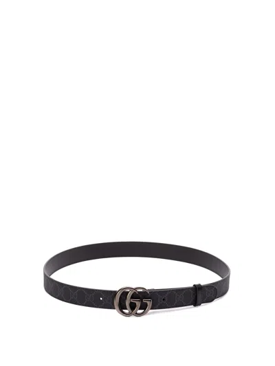 Gucci Gg Marmont Thin Belt In Black