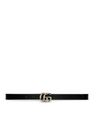 Gucci Gg Marmont Thin Belt In Black