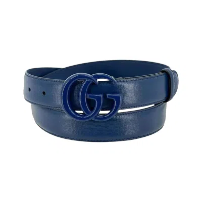 Pre-owned Gucci Gg Marmont Thin Belt 'blue' | Men's Size 90