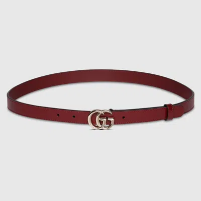 Gucci Gg Marmont Thin Belt In Bordeaux