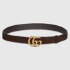 Gucci Gg Marmont Thin Belt In Brown