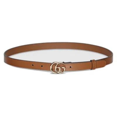 Gucci Gg Marmont Thin Belt In Gold