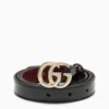 GUCCI GG MARMONT THIN BELT IN BLACK PATENT LEATHER