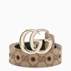 Gucci Gg Marmont Thin Belt In Gg Supreme In Cream