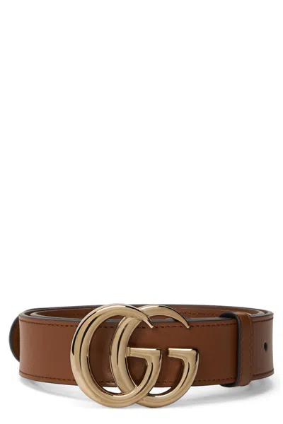 Gucci Gg Marmont Thin Belt In Leather In Brown