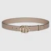 Gucci Gg Marmont Thin Belt In Neutral