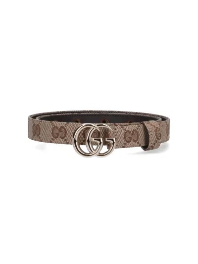 Gucci Gg Marmont Thin Belt In Sand