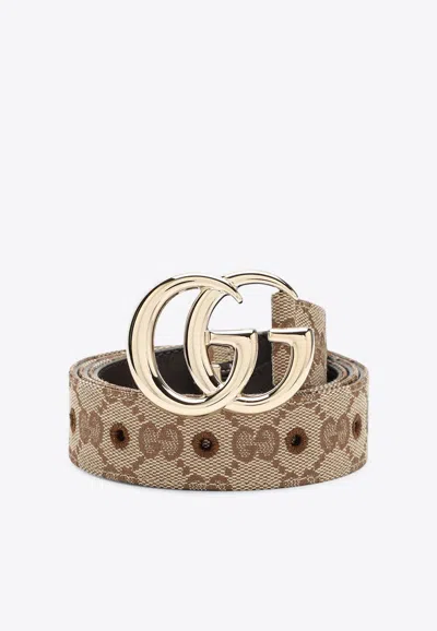Gucci Gg Marmont Thin Belt In Sand