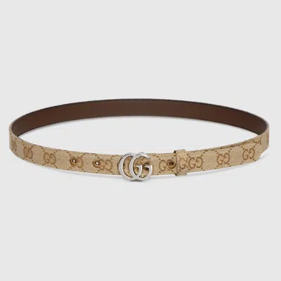 Gucci Gg Marmont Thin Belt In Brown