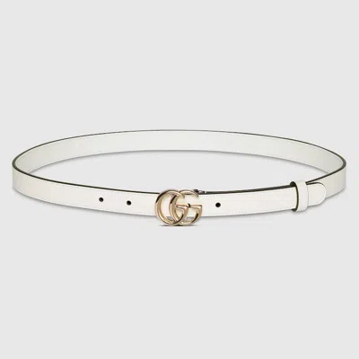 Gucci Gg Marmont Thin Belt In White