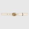Gucci White Leather Belt With Distinctive Double G Buckle In White