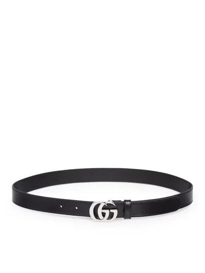 Gucci Gg Marmont Thin Cut Belt In Black