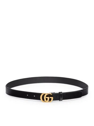 Gucci Gg Marmont Thin Cut Belt In Black