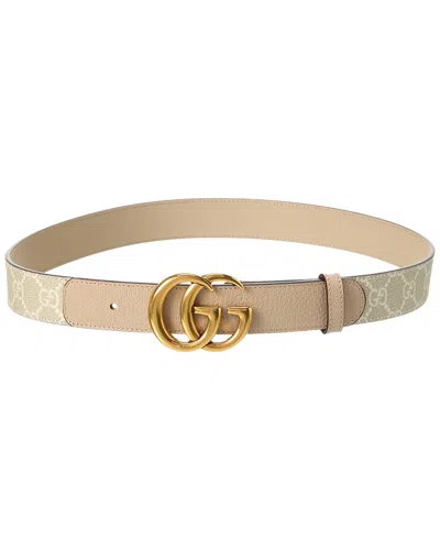 Gucci Gg Marmont Thin Gg Supreme Canvas & Leather Belt