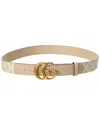 Gucci Gg Marmont Thin Gg Supreme Canvas & Leather Belt In Multi