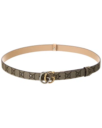 Gucci Gg Marmont Thin Leather Belt In Neutral