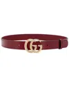 Gucci Gg Marmont Thin Leather Belt In Red