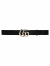 Gucci Gg Marmont Thin Leather Belt In Black