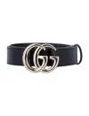 Gucci Gg Marmont Thin Leather Belt In Black