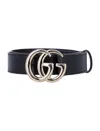 Gucci Gg Marmont Thin Leather Belt In Blue