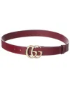 Gucci Gg Marmont Thin Leather Belt In Brown