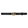 Gucci Gg Marmont Leather Belt With Shiny Buckle In Black