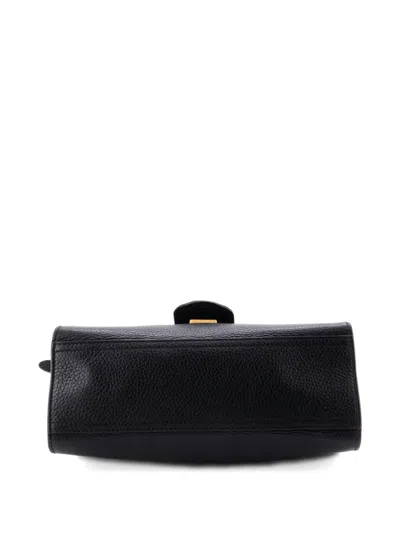 Pre-owned Gucci Gg Marmont Top Handle Bag Leather Mini Satchel In Black