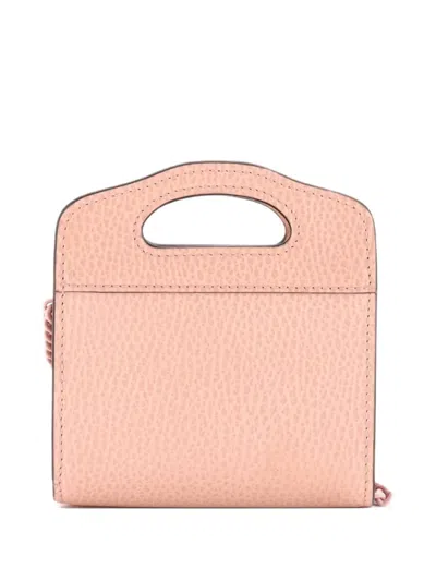 Pre-owned Gucci Gg Marmont Top Handle Card Case On Chain Leather Crossbody Bag In Pink