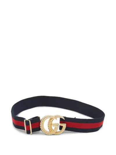 Pre-owned Gucci Gg Marmont Torchon Belt In Black