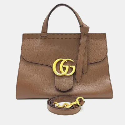 Pre-owned Gucci Gg Marmont Tote And Shoulder Bag In Brown