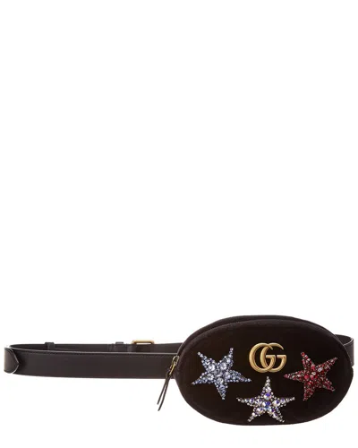 Gucci Gg Marmont Velvet Belt Bag In Black