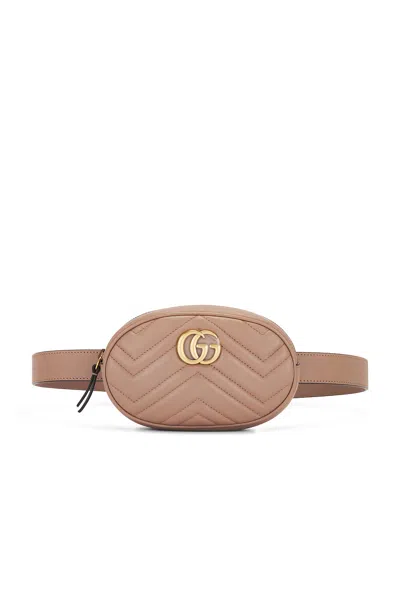 Pre-owned Gucci Gg Marmont Waist Bag In Beige