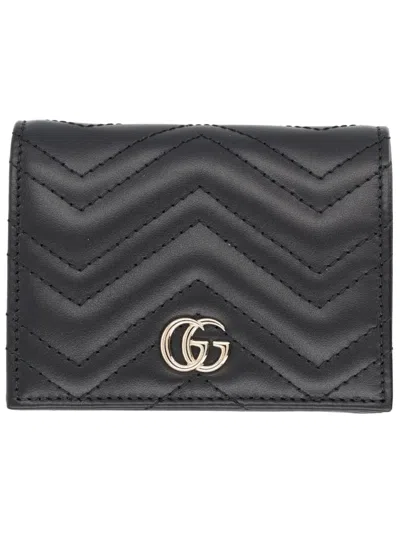Gucci Gg Marmont Portemonnaie Mit Zickzackmuster In Black