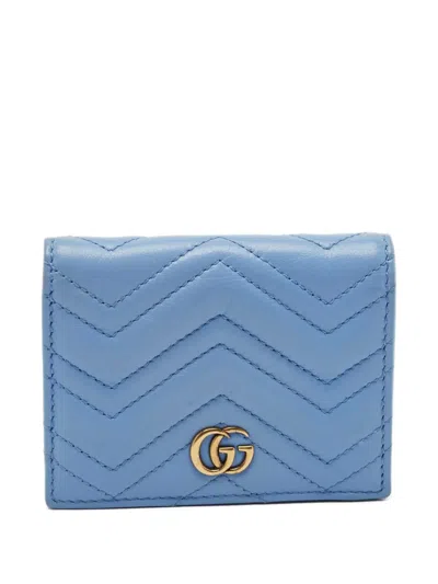 Pre-owned Gucci Gg Marmont Wallet In Blue