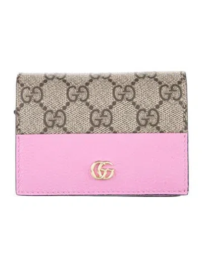 Pre-owned Gucci Gg Marmont Wallet Graphic Print Wallet In Neutrals