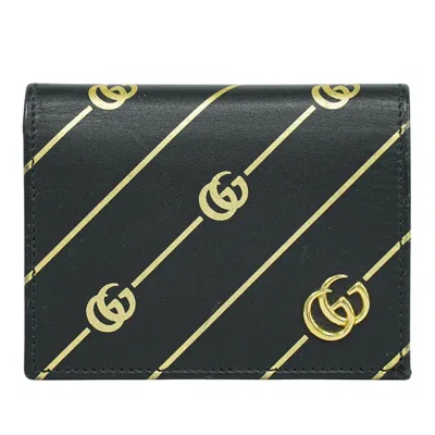 Pre-owned Gucci Gg Marmont Wallet Leather Black Leather Wallets Accessory ()
