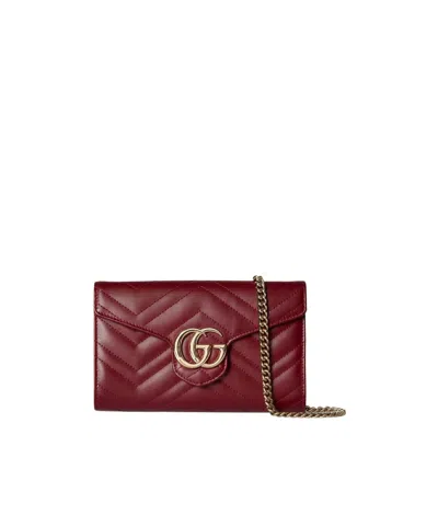 Gucci Gg Marmont Wallet On Chain In Burgundy