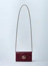 Gucci Women Burgundy Gg Marmont Wallet On Chain In Red