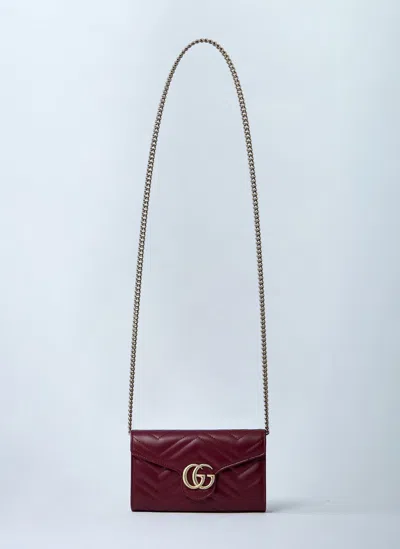 Gucci Gg Marmont Wallet On Chain In Burgundy