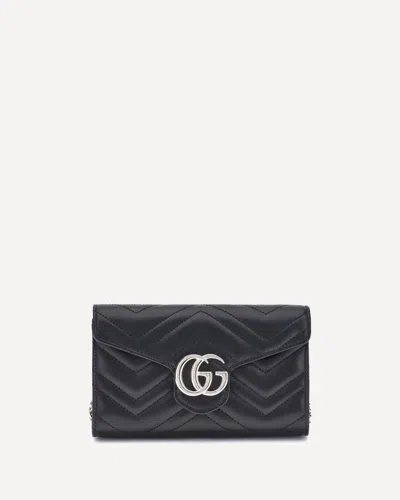 Gucci Gg Marmont Wallet With Chain In Black