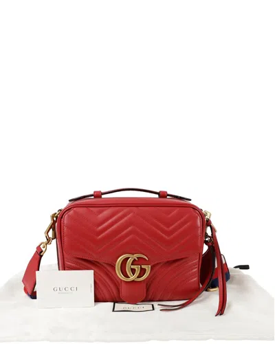 Gucci Gg Marmont Web Strap Tote Shoulder Bag (authentic Pre-loved) In Red