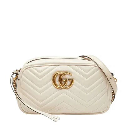 Pre-owned Gucci Gg Marmont White Leather Shoulder Bag ()